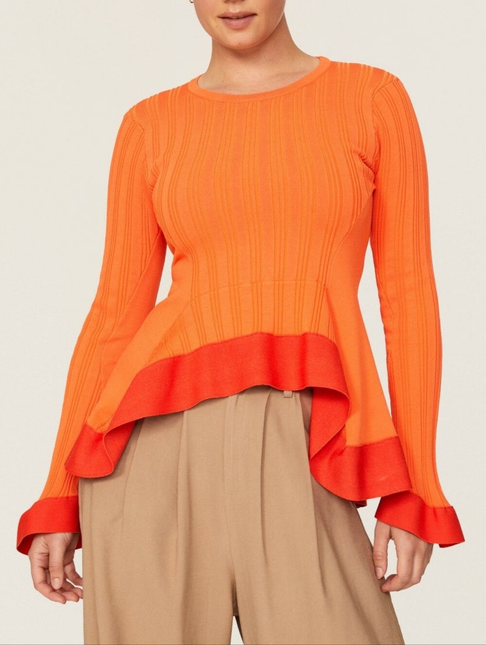 M Esteban Cortazar Collective Orange Bell Sleeve Sweater